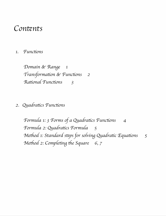 math tutoring notes and tips contents